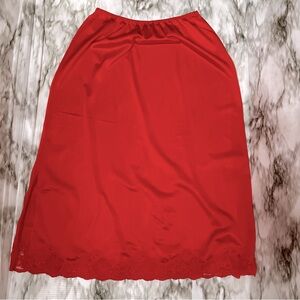 Best Form Womens Sz Medium Vtg Red Lace Trimmed Slip Skirt Romantic Goth Softie